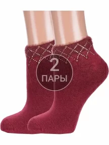 Комплект из 2 пар женских махровых носков Hobby Line, 2-Нжму1001, БОРДОВЫЕ