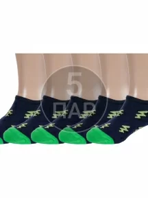 Комплект из 5 пар детских носков "Борисоглебский трикотаж", 5-8СМ3002, СИНИЕ с салатовым