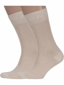 Комплект из 2 пар мужских бамбуковых носков ХОХ, 2-X-1114, БЕЖЕВЫЕ