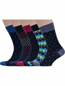 Набор из 5 пар мужских хлопковых носков (ТМ Grinston socks), PG-18D1/2/3-5, микс 1