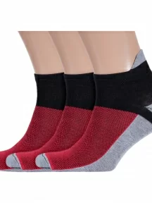 Комплект из 3 пар мужских носков Альтаир, 3-А216, СЕРО-КРАСНЫЕ