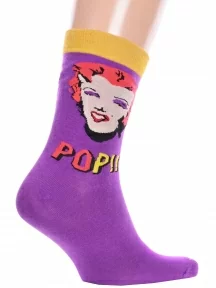 Носки ART дизайн Hobby Line, нарт10495, ФИОЛЕТОВЫЕ "Мерилин Монро" Энди Уорхола