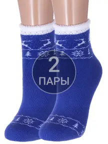 Комплект из 2 пар детских махровых носков "Красная ветка" СИНИЕ (2-С-645)