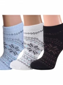 Комплект из 3 пар женских полушерстяных носков Grinston socks (PINGONS), 3-17D4, микс 2