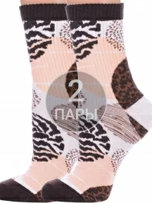 Комплект из 2 пар женских спортивных носков "Красная ветка", 2-С-2237, КОРИЧНЕВЫЕ