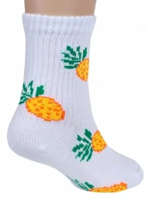Детские носки Альтаир, А225, БЕЛЫЕ с желтыми ананасами
