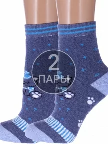 Комплект из 2 пар детских махровых носков «Красная ветка», 2-С-625М, ДЖИНСОВЫЕ