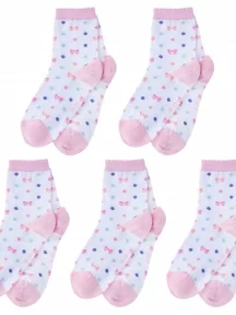 Комплект из 5 пар детских носков LORENZLine БЕЛО-РОЗОВЫЕ (5-Л105)