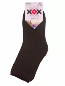 Женские махровые носки без резинки ХОХ, Z-1482, ЧЕРНЫЕ