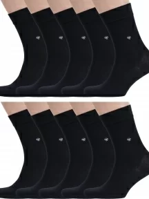 Комплект из 10 пар мужских носков RuSocks (Орудьевский трикотаж) ЧЕРНЫЕ (10-М-197)