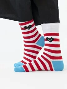 Носки unisex St. Friday Socks, tel-1069-02, "Дела сердечные, полоски поперечные"