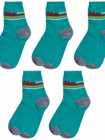 Комплект из 5 пар детских носков RuSocks (Орудьевский трикотаж), 5-Д3-13501, рис. 05, БИРЮЗОВЫЕ
