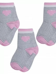 Комплект из 3 пар детских носков RuSocks (Орудьевский трикотаж), 3-Д3-13794, рис. 02, КРЕМОВО-РОЗОВЫЕ