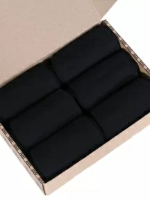 Набор мужских носков из 100% хлопка, 6 пар (ТМ Grinston socks), PG-15D2-6k, черные