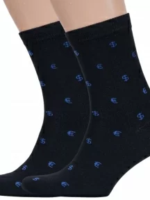 Комплект из 2 пар мужских носков Альтаир, 2-С3, ЧЕРНЫЕ с синим