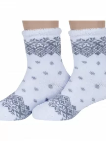 Комплект из 2 пар детских махровых носков Красная ветка, 2-С-6МНГ, С-1614, БЕЛЫЕ