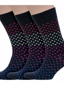 Комплект из 3 пар мужских носков Grinston socks (PINGONS), 3-18D123, 18D2, ЧЕРНЫЕ