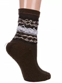 Женские полушерстяные носки с махровым следом LORENZline, В20М, КОРИЧНЕВЫЕ