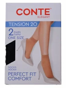 Комплект из 2 пар женских носков Conte, Tension 20d, NERO, ЧЕРНЫЕ