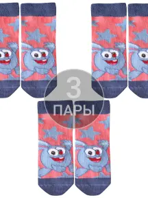 Комплект из 3 пар детских носков "Смешарики" Брестские (БЧК) рис. 887, ПЕРСИКОВЫЕ (3-19С3093)
