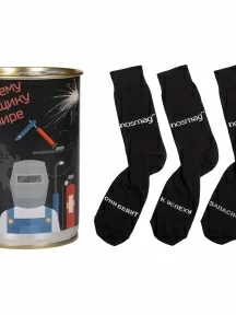 Мужские носки "Трио " в банке, 1БАН_ПрофН, "Лучшему сварщику в мире" / черные