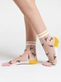 Женские ажурные носки Oemen, 1807, БЕЖЕВЫЕ