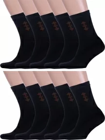 Комплект из 10 пар мужских носков Альтаир, 10-С45, ЧЕРНЫЕ с шоколадным