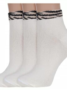 Комплект из 3 пар женских носков Альтаир, 3-А210, МОЛОЧНЫЕ, рис. Зебра