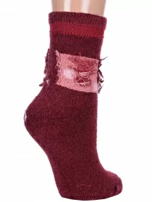Женские теплые махровые носки Hobby Line, Нжамв6008-9, БОРДОВЫЕ