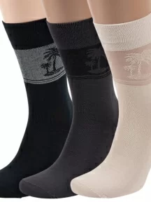 Комплект из 3 пар мужских носков ХОХ из вискозы, 3-X-1202, микс 1