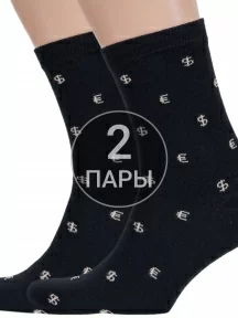 Комплект из 2 пар мужских носков Альтаир, 2-С3, ЧЕРНЫЕ с бежевым