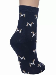 Женские носки LORENZline, Д128, ТЕМНО-СИНИЕ с собачками