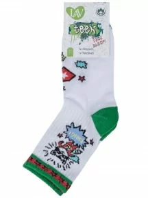 Детские спортивные носки "Борисоглебский трикотаж", 8С229, БЕЛО-ЗЕЛЕНЫЕ