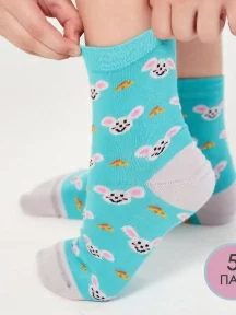 Комплект из 5 пар детских носков LORENZLine, 5-Л104, БИРЮЗОВЫЕ