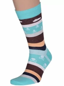 Мужские носки LORENZline, Е23, БИРЮЗОВЫЕ С ЧЕРЕПАМИ