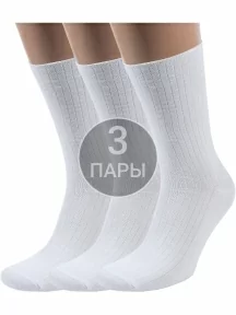 Комплект из 3 пар мужских носков без резинки ХОХ, 3-X-201, БЕЛЫЕ