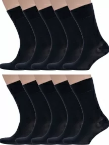 Комплект из 10 пар мужских носков Grinston socks (PINGONS) из мерсеризованного хлопка, 10-15D3, ЧЕРНЫЕ