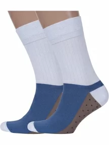 Комплект из 2 пар мужских носков MSCLUB №М46, 2-nm-520, БЕЛО-ДЖИНСОВЫЕ
