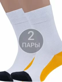 Комплект из 2 пар мужских носков MSCLUB №М47 БЕЛЫЕ с желтым (2-nm-532)
