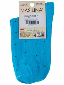 Женские носки VASILINA, 2С3206, ЯРКО-ГОЛУБЫЕ с черными точками