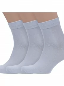 Комплект из 3 пар мужских носков Grinston socks (PINGONS) из 100% хлопка, 3-15D12, СВЕТЛО-СЕРЫЕ