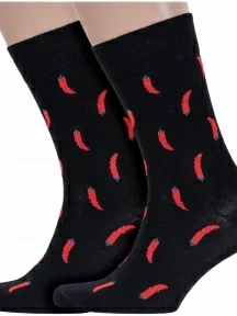 Комплект из 2 пар мужских носков DiWaRi, 2-17С-151СП, рис. 061, ЧЕРНЫЕ