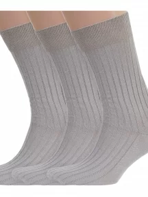 Комплект из 3 пар мужских носков RuSocks (Орудьевский трикотаж) из 100% хлопка, 3-М3-11001, рис. 01, ТЕМНО-БЕЖЕВЫЕ