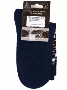 Женские полушерстяные носки с махровым следом LORENZline, В20М, СИНИЕ