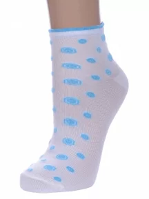 Женские носки Альтаир, С211, БЕЛЫЕ с голубыми пуговицами