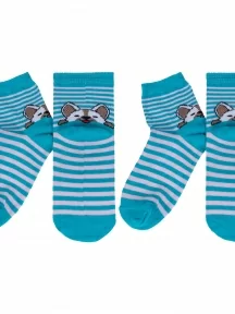 Комплект из 2 пар детских носков VASILINA, 2-0С2342, БИРЮЗОВО-РОЗОВЫЕ