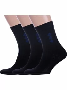 Комплект из 3 пар мужских носков Альтаир, 3-С45, ЧЕРНЫЕ с темно-синим