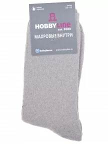 Мужские махровые носки Hobby Line, 9887, СВЕТЛО-СЕРЫЕ