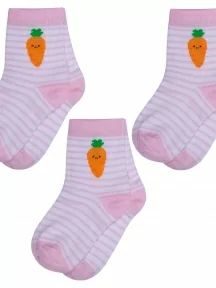 Комплект из 3 пар детских носков RuSocks (Орудьевский трикотаж), 3-Д3-13792Д, рис. 01, БЕЛО-РОЗОВЫЕ