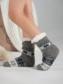 Детские антискользящие махровые носки Oemen, PK236, СЕРЫЕ